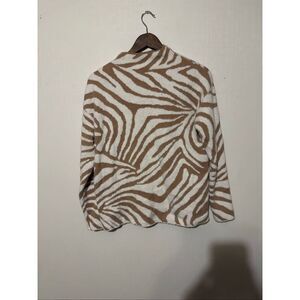 Rachel Zoe Women's Size Small Cream Tan Zebra Print Pullover Sweater